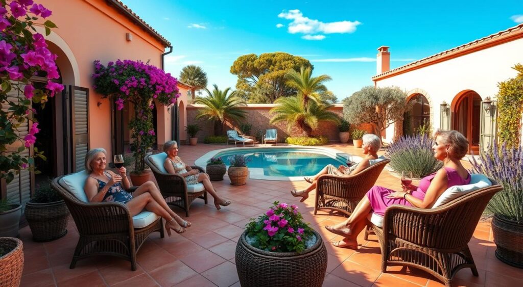 Mulheres maduras em viagens relaxantes e de autocuidado