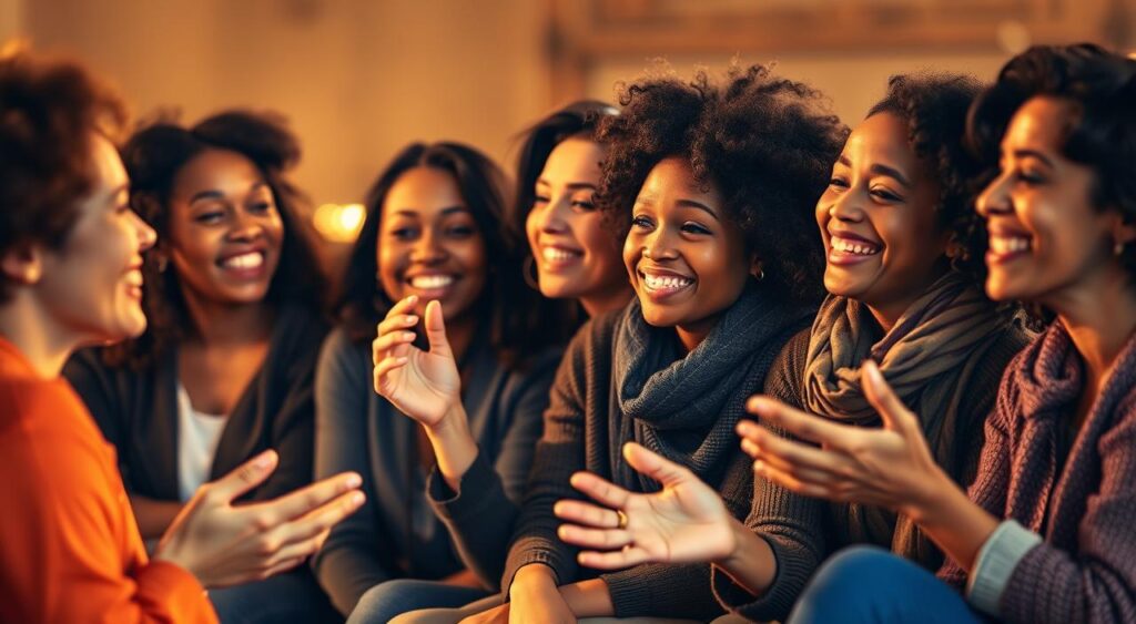 mulheres compartilhando experiências